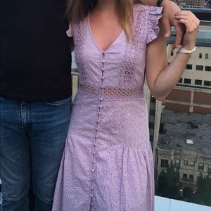 Lavender purple crochet boho midi dress